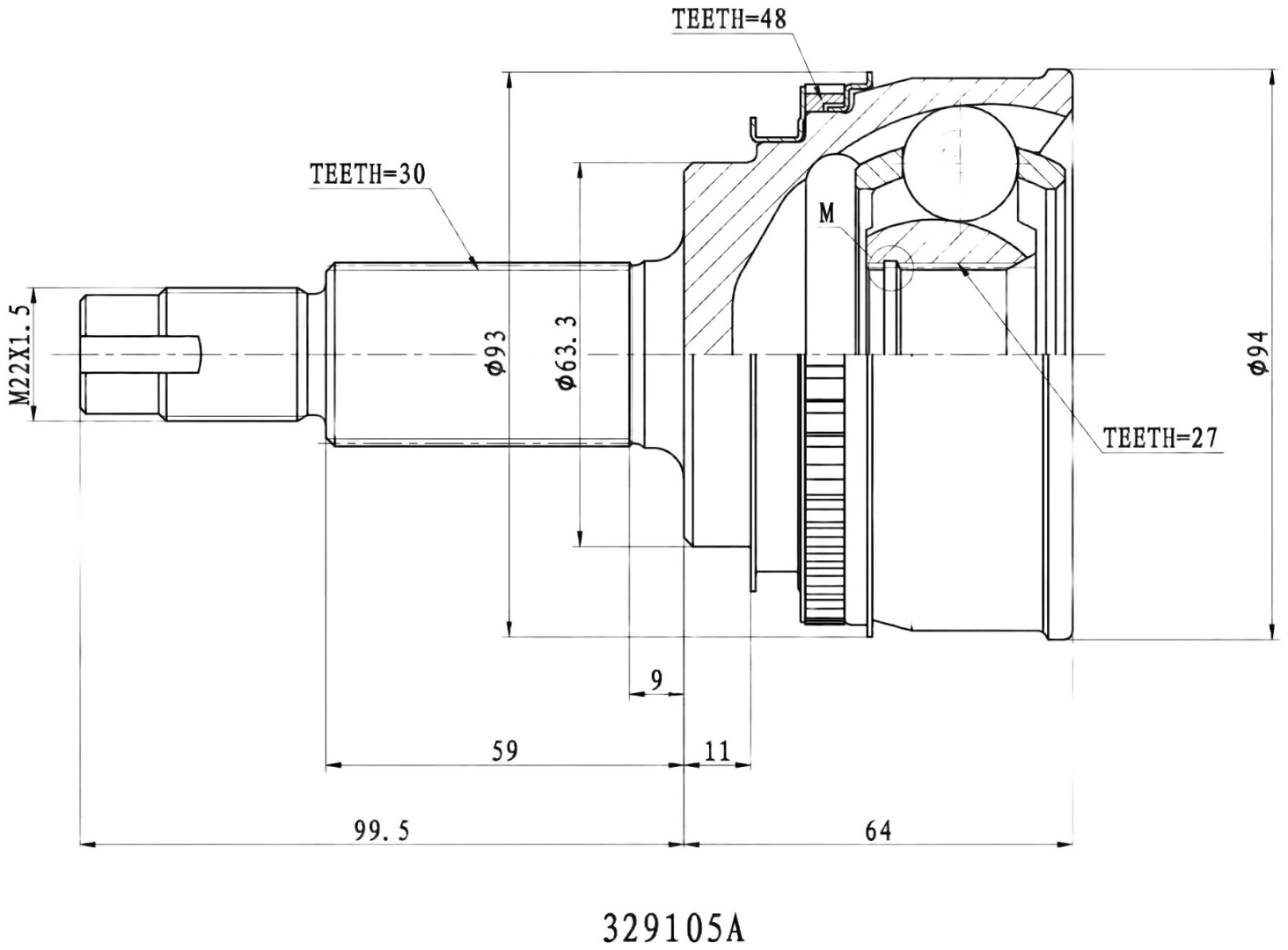 INKO шрус наружный 329105A