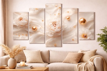 HOLST KOKSHE модульная картина Жемчужные пионы 150x80 см