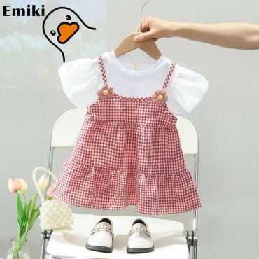 Повседневное платье Emiki белый, красный
