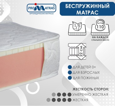 Детский матрас PROMATRAS LEGGERO LATEX 85x145x22 см, беспружинный, вискоза, жаккард