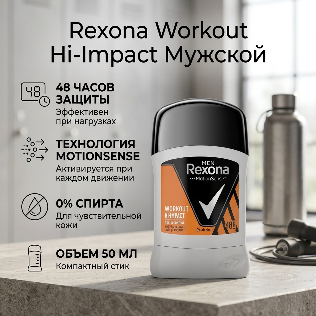 Rexona Workout Hi-Impact дезодорант-антиперспирант для мужчин 50 мл