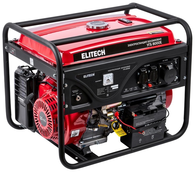Электростанция бензиновая ELITECH 6 кВт 1 (220 В), 207539