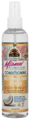 Okay Pure Naturals Miami, спрей для распутывания волос, кондиционер, кокос, 237 мл кондиционер 237 мл