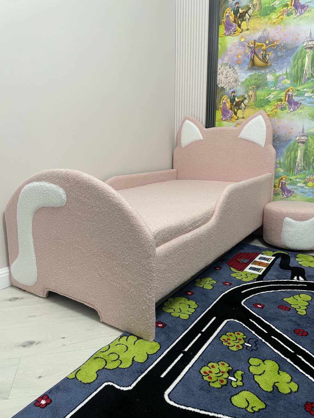 Детская кровать Котик, 80x160 см, светло-розовый