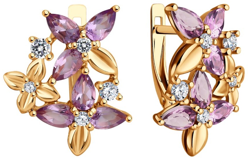 Серьги Diamant 93-320-02061-2 вес 3.92 г серебро, аметист