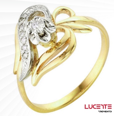 Lucente Бриллианты Якутии RIN-LU-585-262016-19 размер 19 вес 2.35 г золото, бриллиант