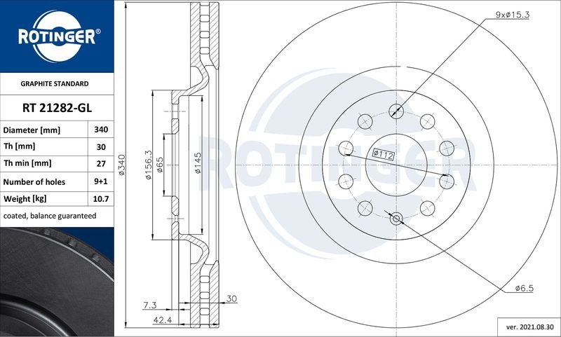 Диски ROTINGER передние RT21282GL