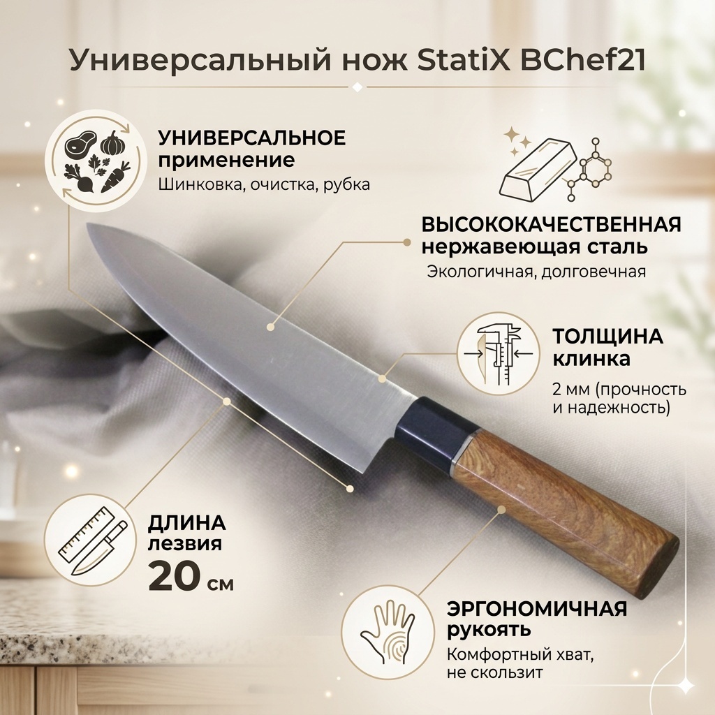 Нож универсальный StatiX, лезвие: металл 1 шт