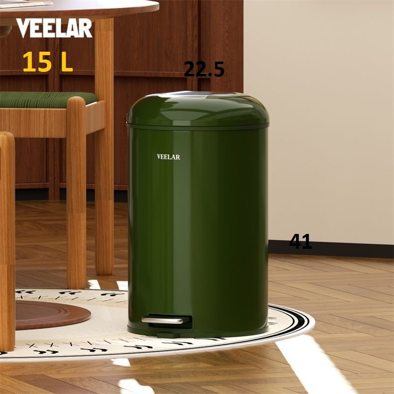Мусорное ведро VEELAR 15 л 25.5x25.5x41 см, нержавеющая сталь, полипропилен