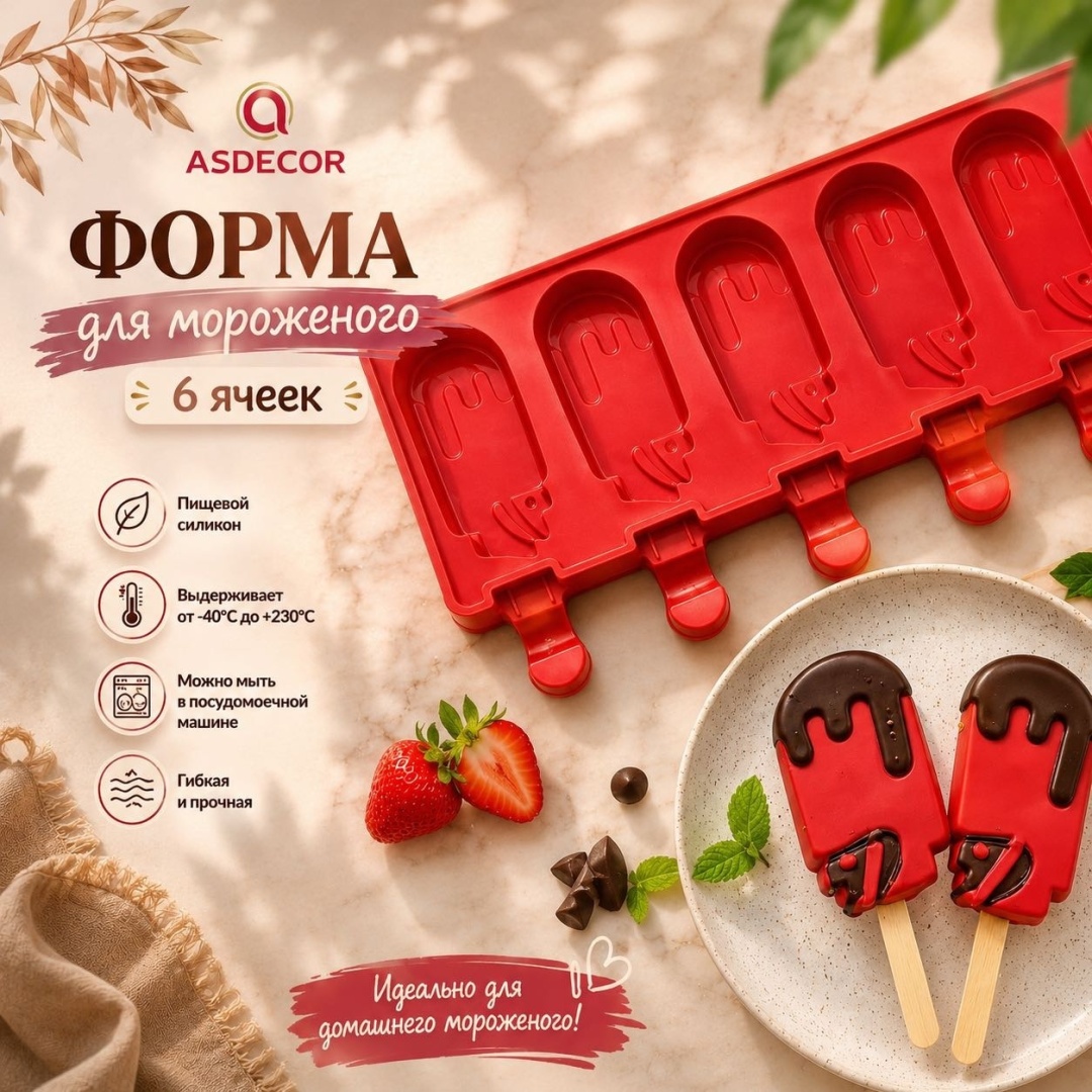 Asdecor для десерта, для мороженого 1344ФС, силикон