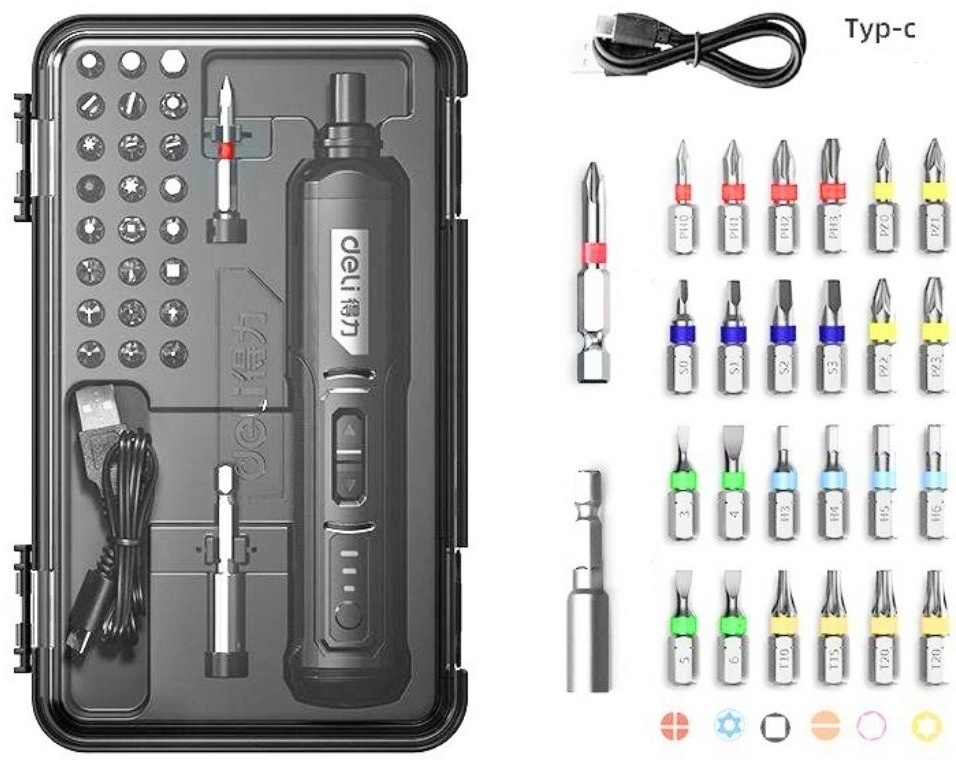 Аккумуляторная отвертка DELI DELI DL-DP04-2B2, 3.6 В