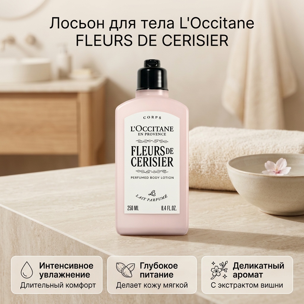 L'Occitane FLEURS DE CERISIER лосьон для тела 250 мл