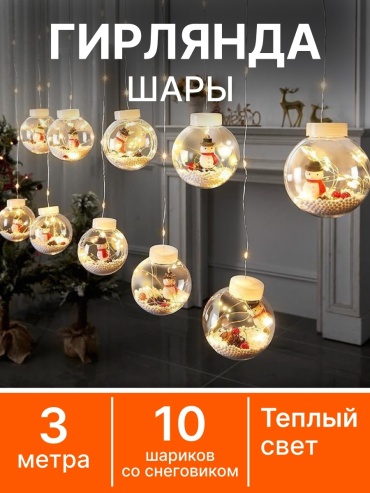 BAGEL GirSphera Электрогирлянда шарики, штора, цвет свечения теплый белый