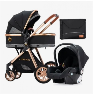 Коляска универсальная 3 в 1 Luxmom 3 в 1 V9, черный
