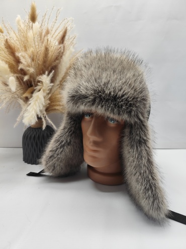 Ушанка Bogema Store размер 61, черный, серый