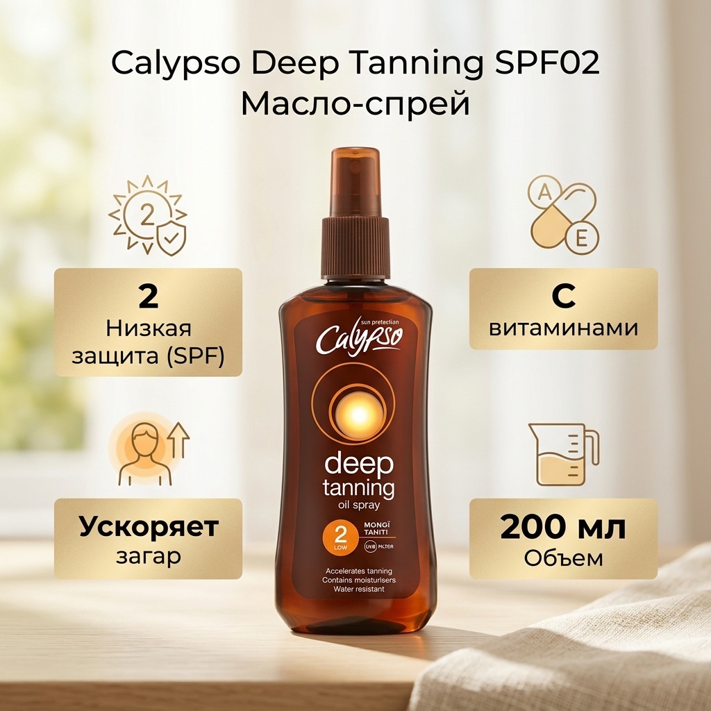 Calypso Deep Tanning Monoi Oil Sprey SPF02 масло для тела 200 мл