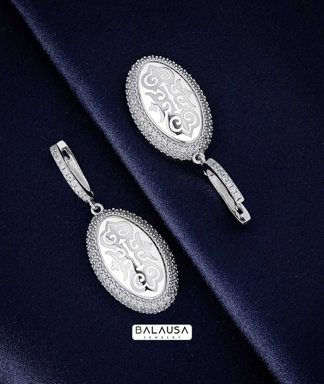 Balausa Jewelry E236(1) вес 26 г серебро, фианит, эмаль