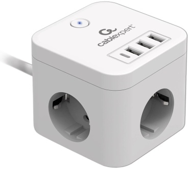 Сетевой фильтр Cablexpert CUBE-4-CU3-W, 1.5 м