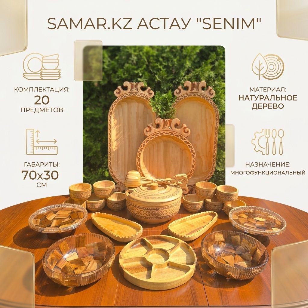 Астау Samar.kz Tradition 70х30 см, дерево, 20 шт