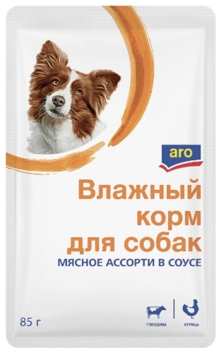 ARO Мясное ассорти в соусе для всех пород 85 г 1 шт