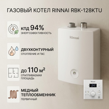 Газовый котел Rinnai RBK-128KTU с дымоходом