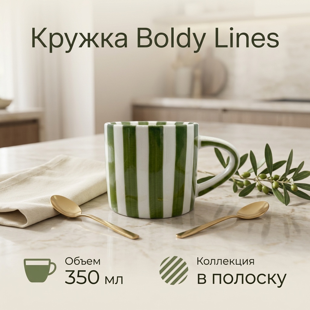 Кружка в полоску, 350 мл, керамика, 1 шт.