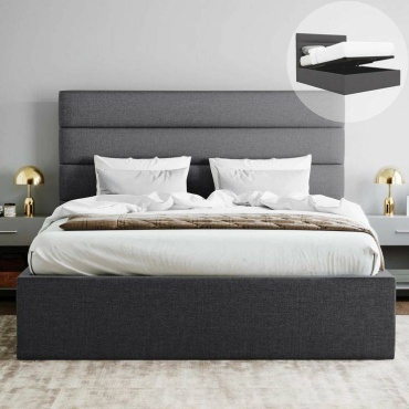 Кровать ModBeds Karo двуспальная, 180x200 см (без матраса, подъёмный механизм) темно-серый