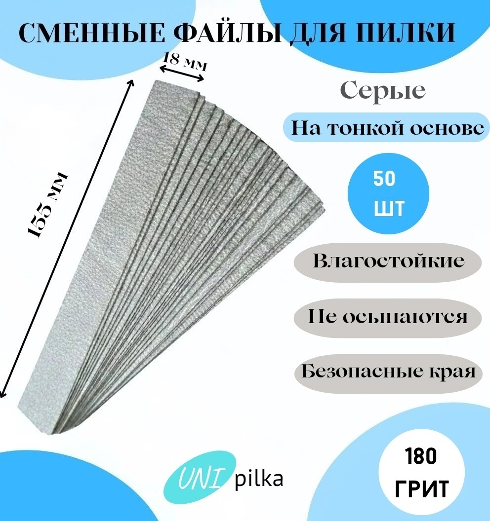Unipilka сменные файлы для пилки 180 ГР 50 шт