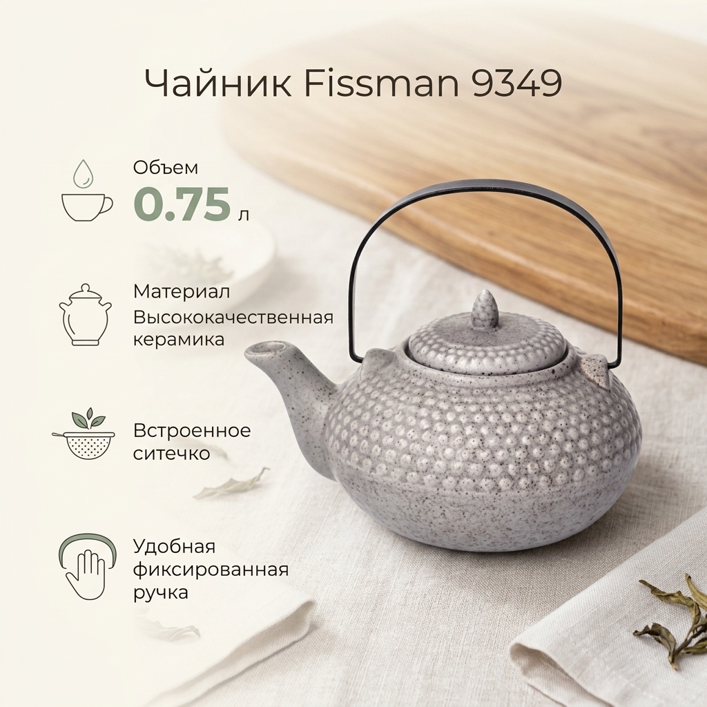 Чайник Fissman Базовая коллекция 9349 0.75 л, керамика
