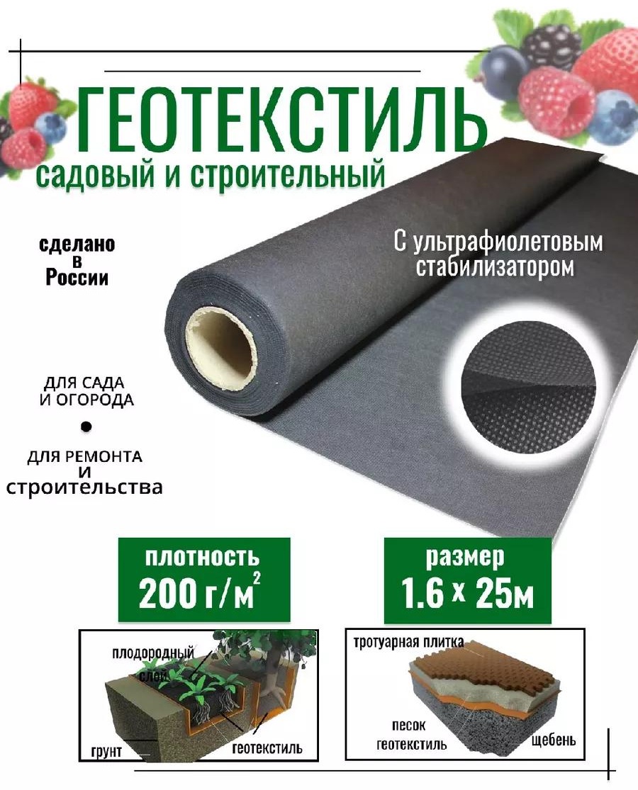 Укрывной материал Гео 2 200 1.6х25, геоткань