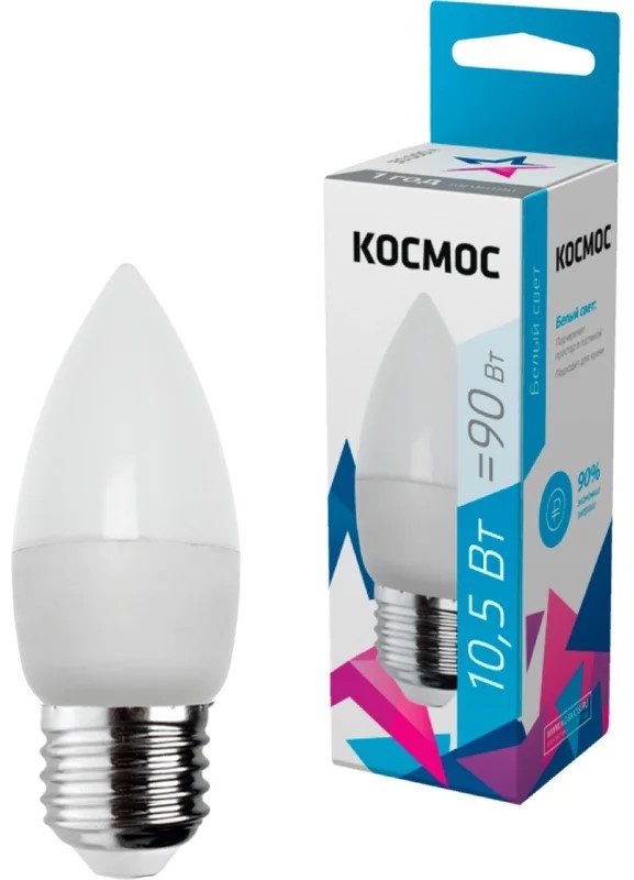 Космос 10.5W E27, светодиодная, нейтральный белый
