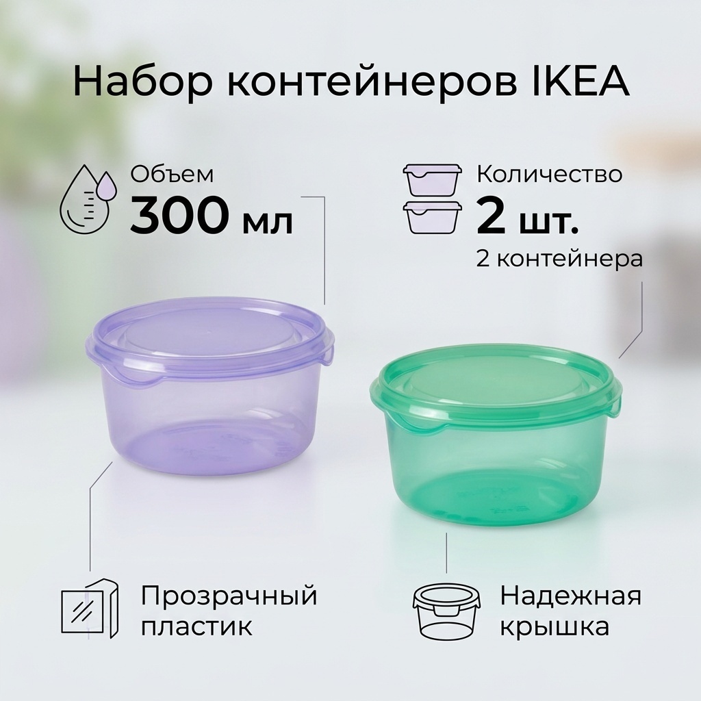 IKEA набор контейнеров 80596708 2 шт, пластик