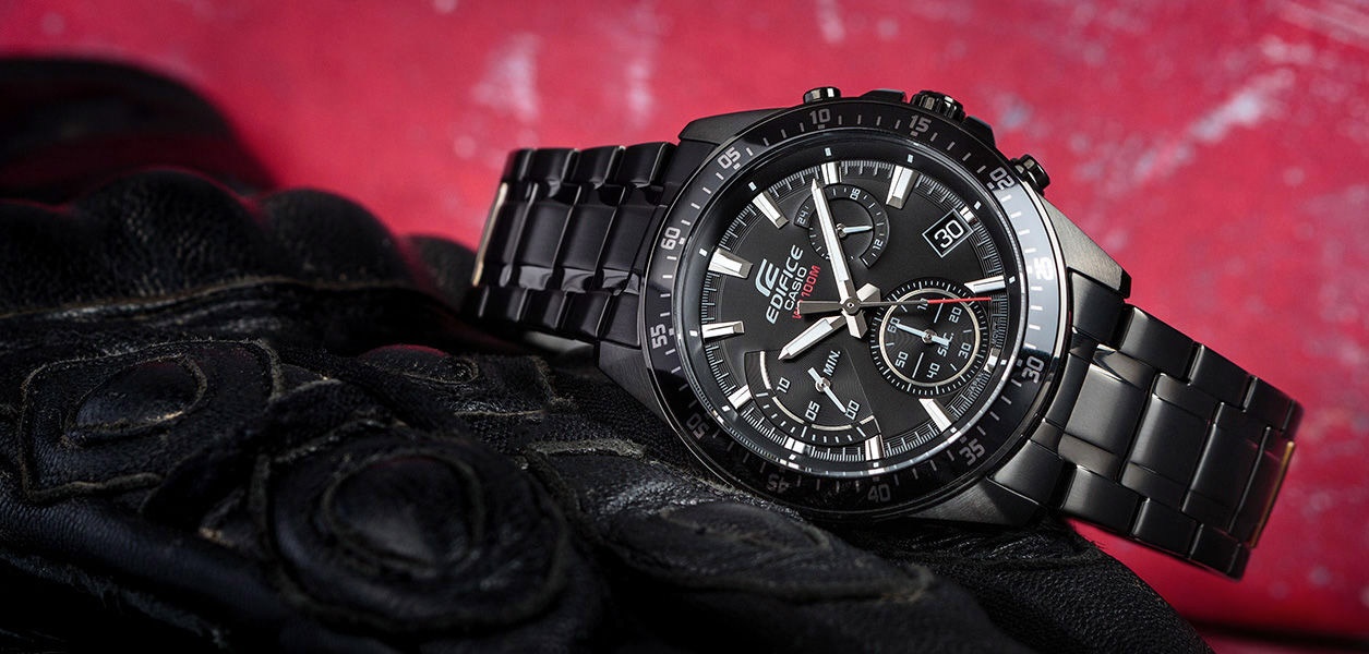 Кварцевые CASIO Edifice Dark Steel Chrono нержавеющая сталь