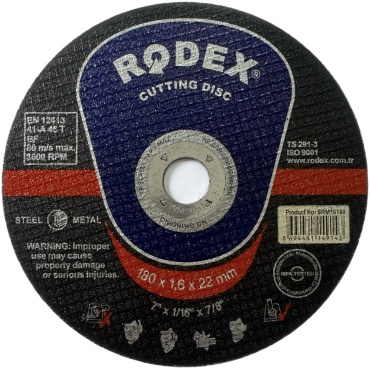 Диск отрезной по металлу 180x22х1.6 мм, Rodex SRM16180