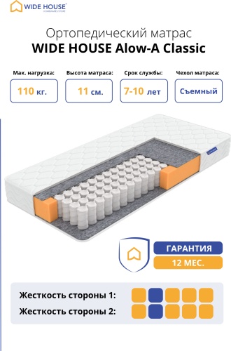 Матрас WIDE HOUSE Alow-A Classic, 150x195x11 см