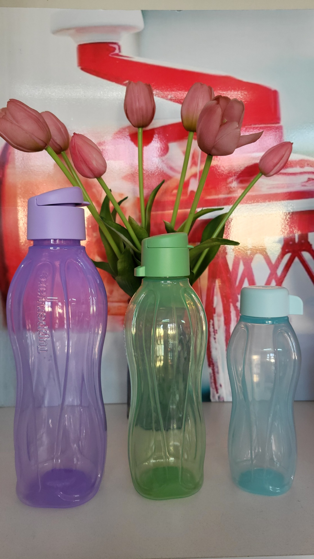 Бутылка Tupperware 0.5 л зеленый, голубой, фиолетовый, винтовая, полимер