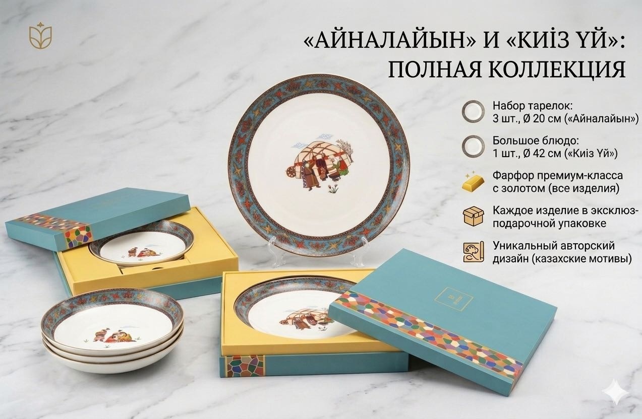 Блюдо Mizeken Mosaic 42х42 см, костяной фарфор, 4 шт