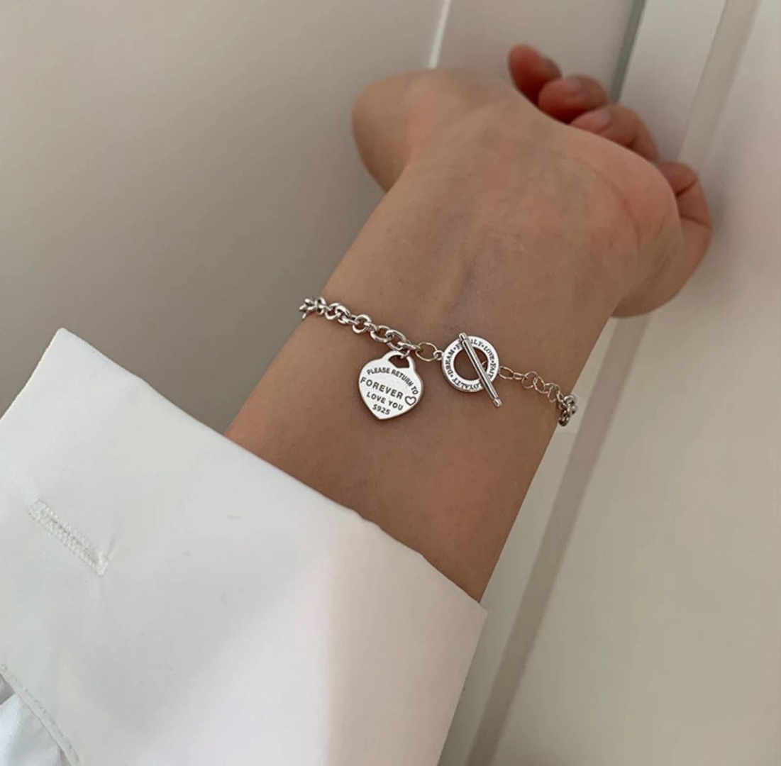 Золото Forever love you длина 20 см, вес 5 г серебро, плетение якорное