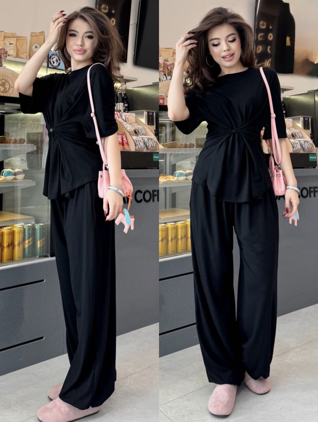 Джинсовый комбинезон Lady Style черный, бирюзовый