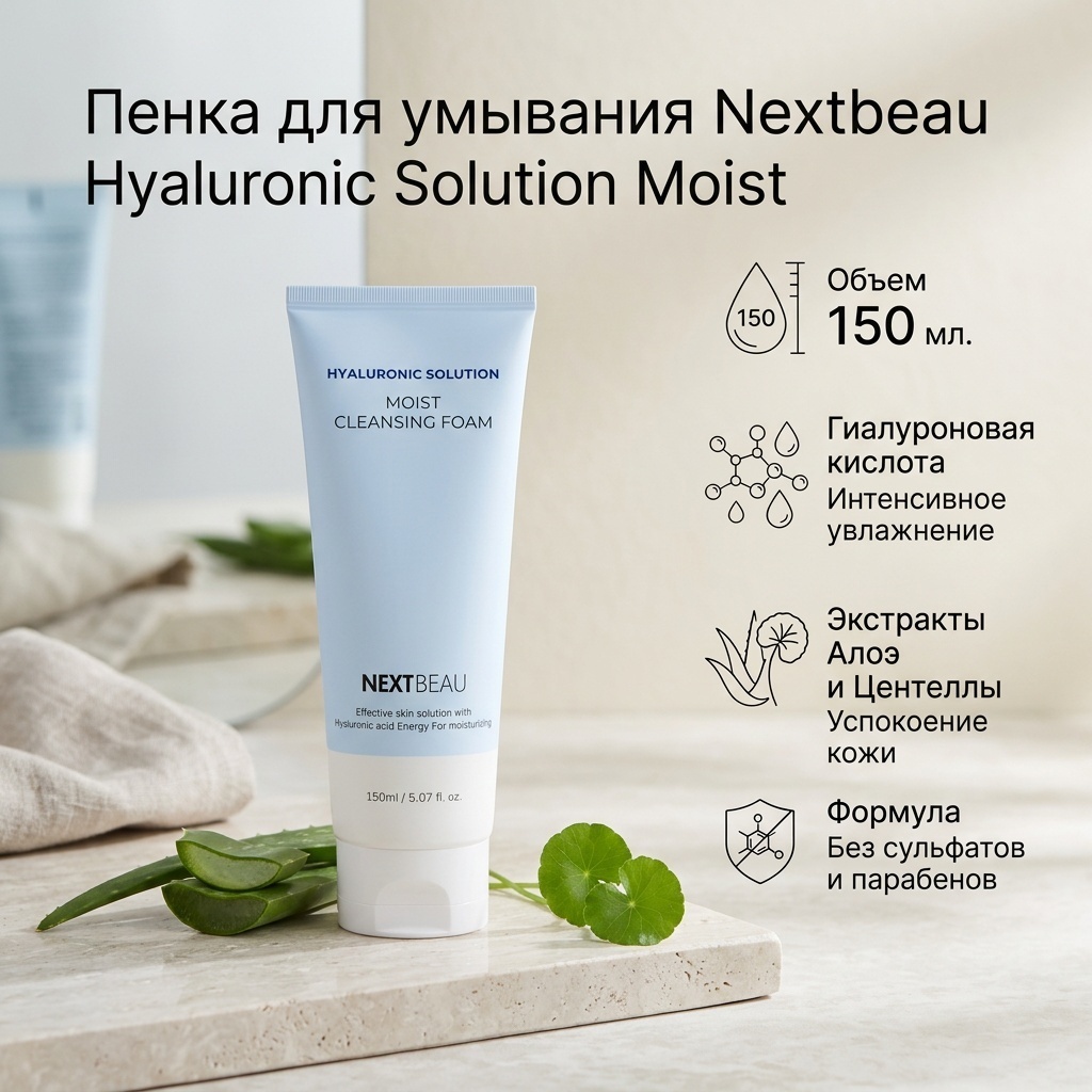 Nextbeau Hyaluronic Solution Moist пенка 150 мл