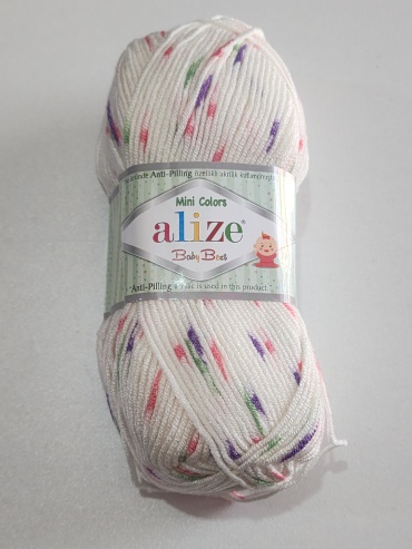 Моток Alize Baby Best Minicolors 6932 Белый крапинка 240 м 100 г