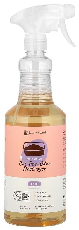 Жидкое средство Kin + Kind Kitty Litter, Cat Pee + Odor Destroyer, с цветочным ароматом, 354 мл