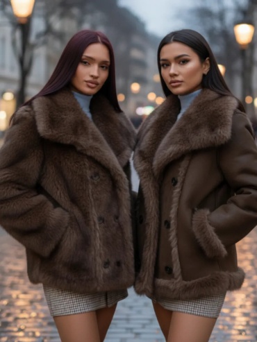 Дубленка коричневый