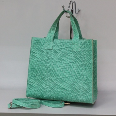 Сумка шоппер Genuine Leather натуральная кожа мятный