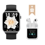 Смарт-часы Nepro100device Watch Mini черный &#43; наушники Nepro100device Sound Buds Lite белый 45 мм черный-черный