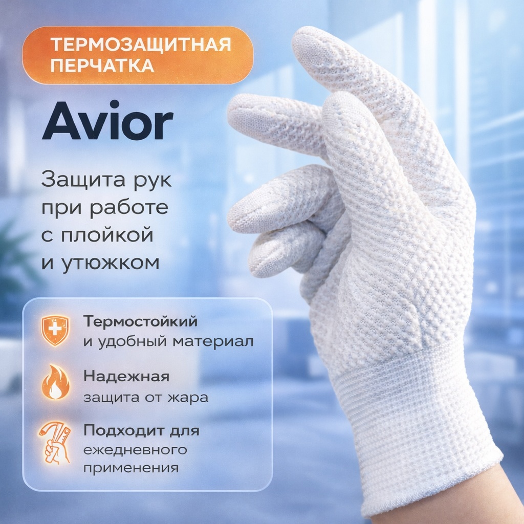 Avior перчатки для плойки и утюжка, защита от жара, универсальный размер белый