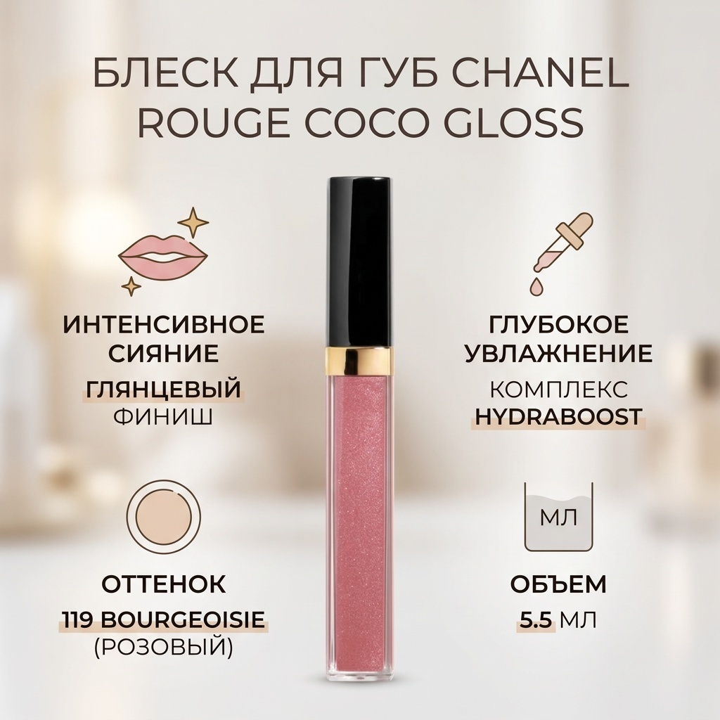 CHANEL Rouge Coco Glass блеск для губ 119 Bourgeoisie