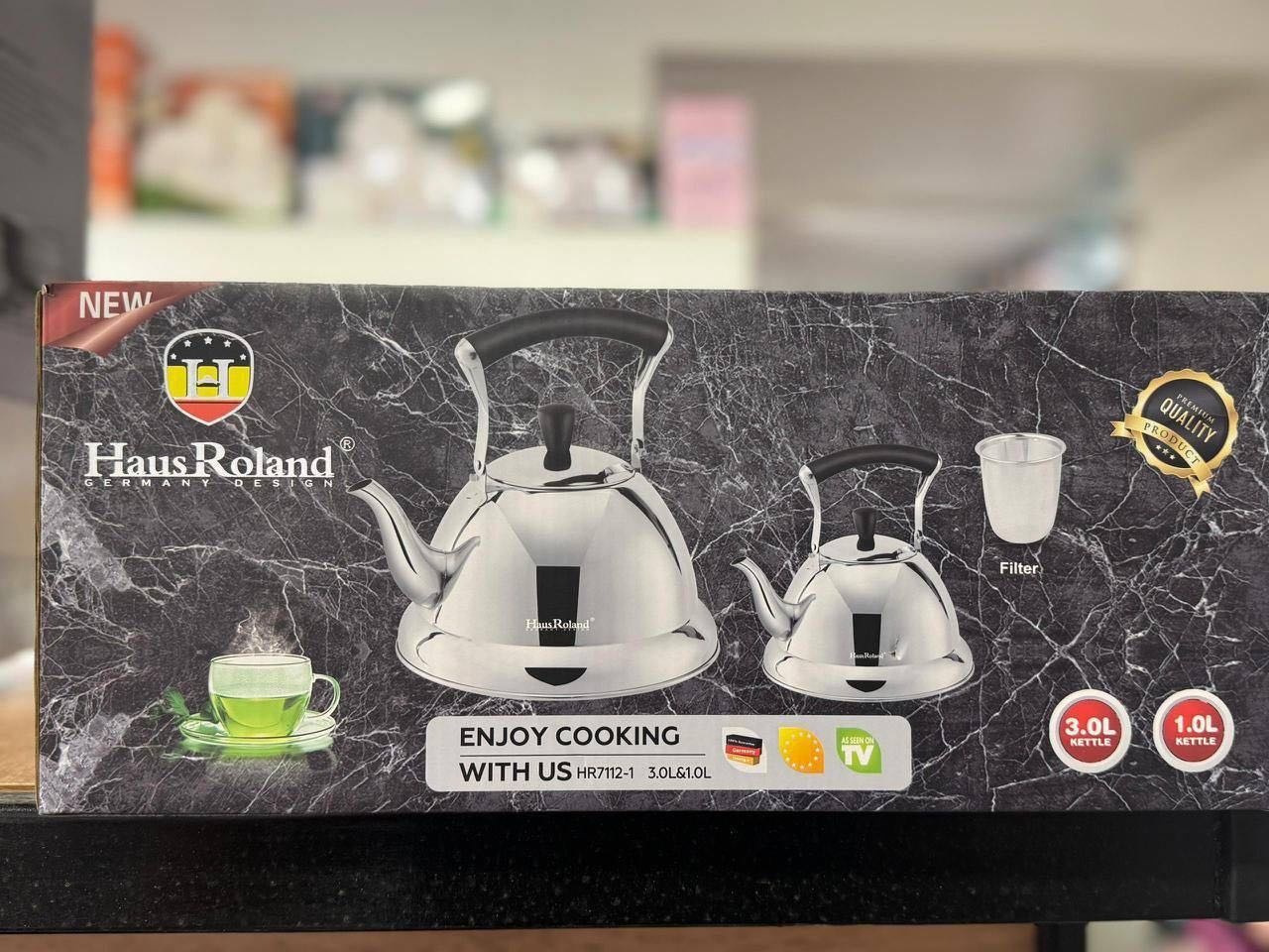 Haus Roland набор чайников Набор чайников (3.0л+1.0 л) HR7112-1, 3 л, нержавеющая сталь