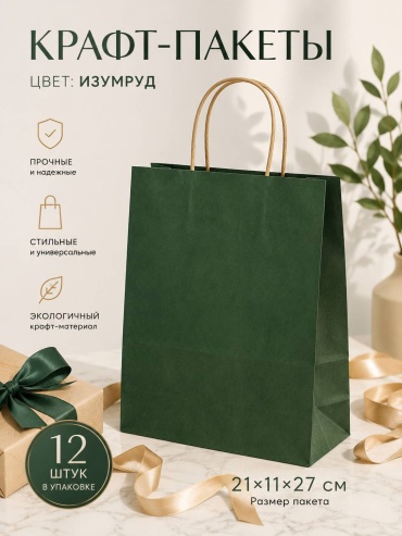 Подарочный пакет ANTANTRA 12 шт крафт-бумага 21х27 см