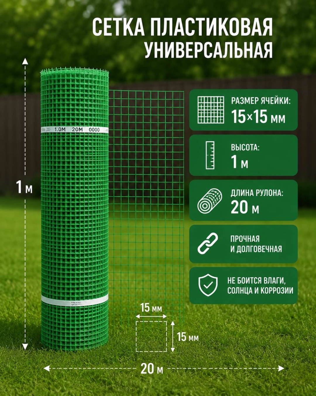 Сетка садовая 30447589_15x15GRREN зеленый